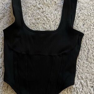 Victoria's Secret Black Ribbed Bodysuit